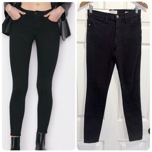 NWT Frame Denim Le High Skinny Jeans in Film Noir Black Ankle Size 27 BRAND NEW